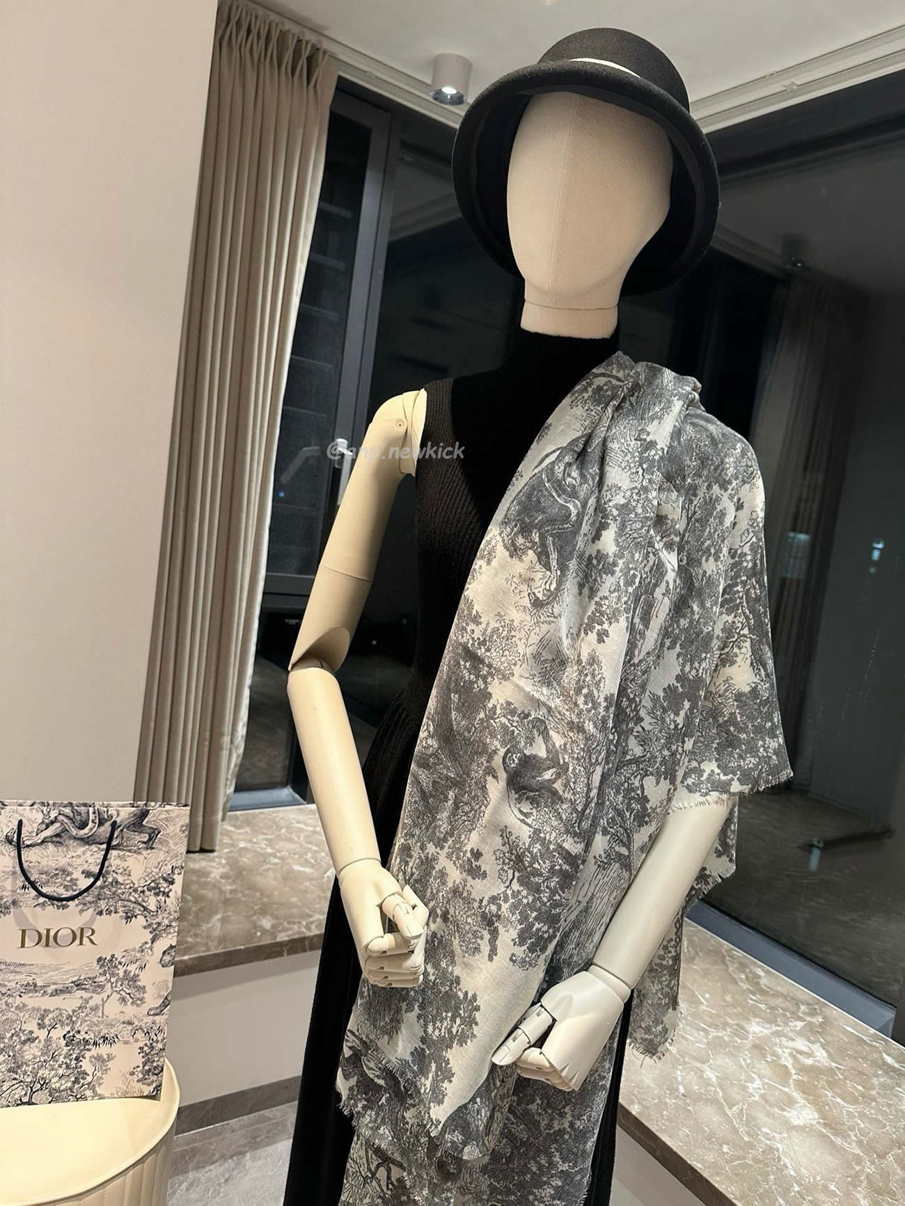 Dior Printed Shawl Cashmere Fabrics Sauvage Ruyi Print 140x180cm (14) - newkick.vip